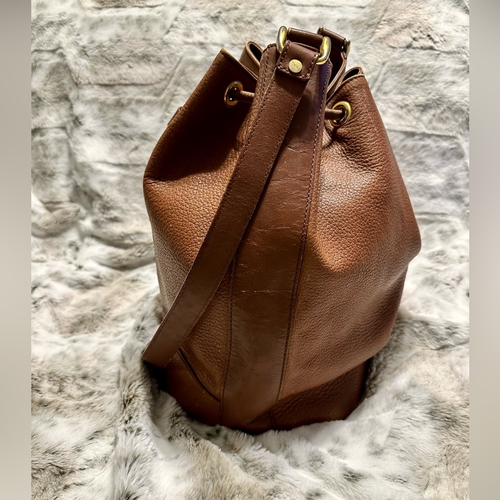 Burberry Tan Leather Drawstring Shoulder Bag - Picture 4 of 9